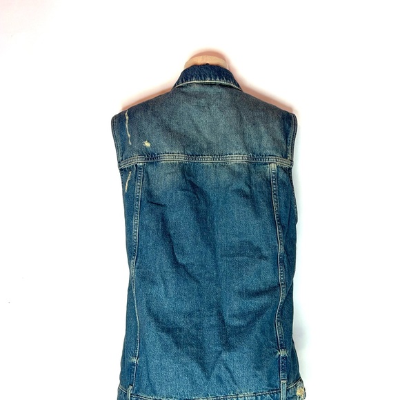 We The Free distressed oversized denim Jean Vest size Xs - Picture 3 of 4